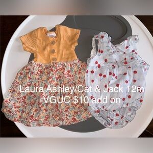 Laura Ashley Orange Floral Dress & Cat and Jack Gingham Cherry Romper Set